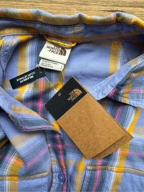 NWT Women’s North Face Purple and Yellow Plaid Flannel Shirt size Large